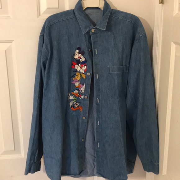 1992 Disney Denim Button Down XL Vintage - Picture 1 of 4
